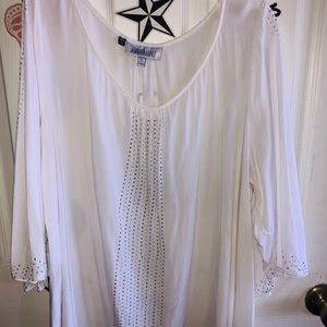 White rhinestoned Jennifer Lopez blouse